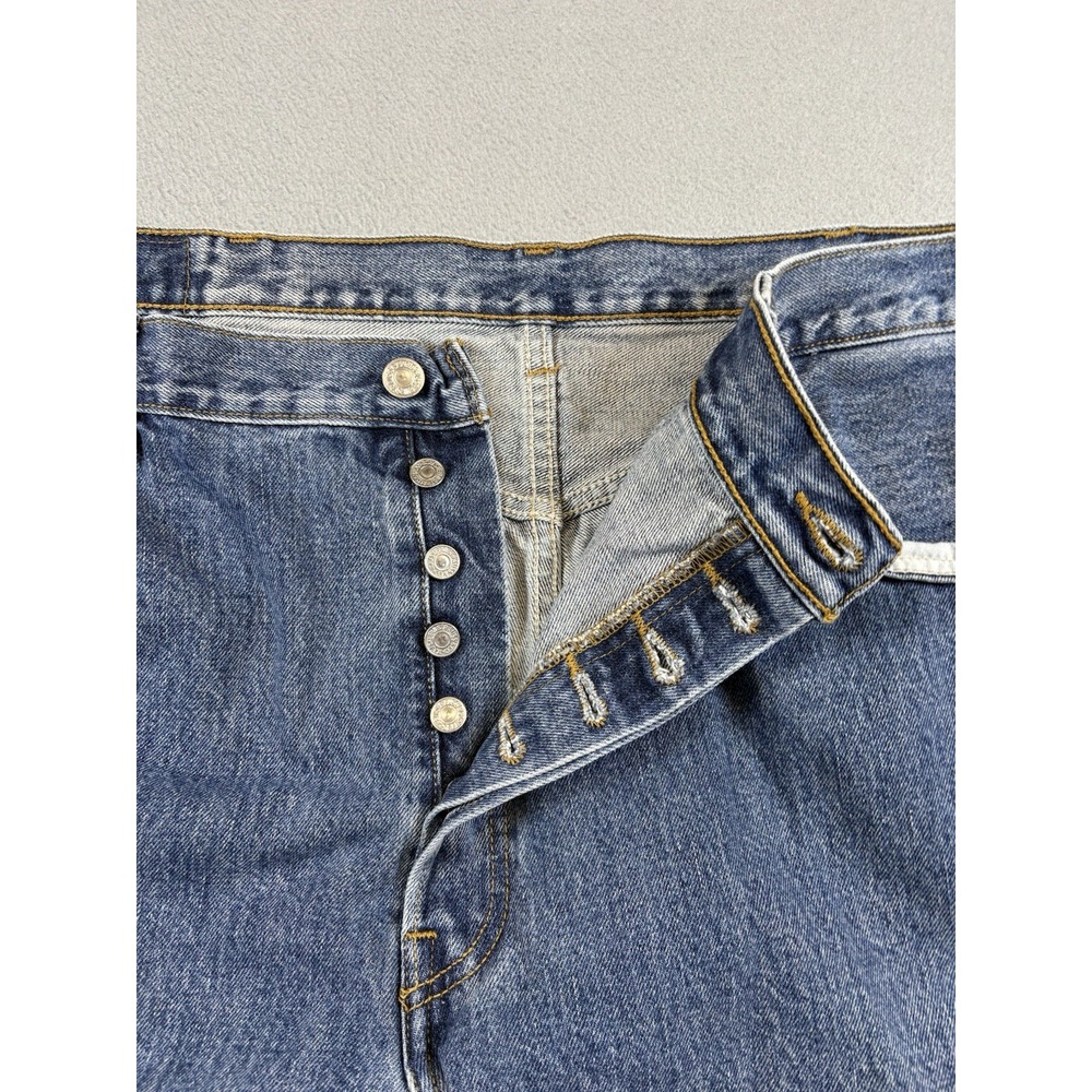 Levi's 501 Original Fit Jeans Mens 42x32 Blue Button Fly Straight Denim - Picture 7 of 9